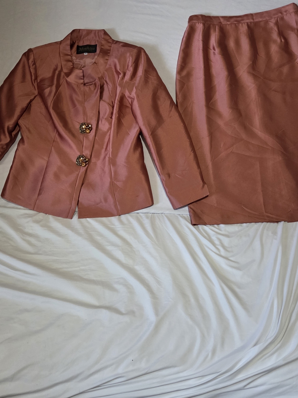Rose Gold Satin Jacket Moshita Couture